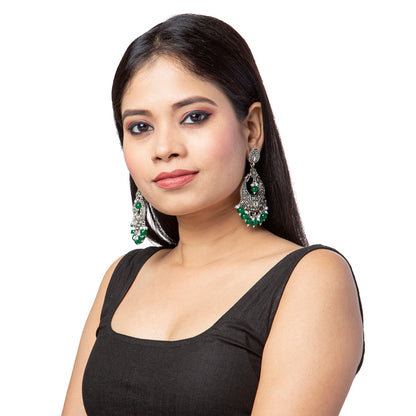 Shining Jewel Traditional Indian Antique Silver Oxidized Stylish Chandbali Earrings for Women & Girls (SJ_1991_G)