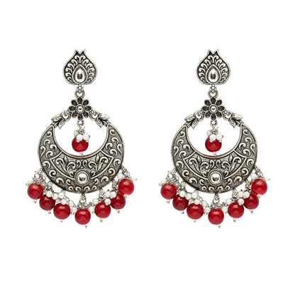 Shining Jewel Traditional Indian Antique Silver Oxidized Stylish Chandbali Earrings for Women & Girls (SJ_1991_M)