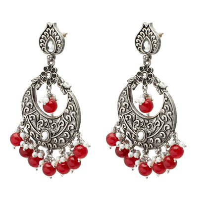Shining Jewel Traditional Indian Antique Silver Oxidized Stylish Chandbali Earrings for Women & Girls (SJ_1991_M)