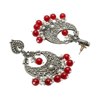Shining Jewel Traditional Indian Antique Silver Oxidized Stylish Chandbali Earrings for Women & Girls (SJ_1991_M)