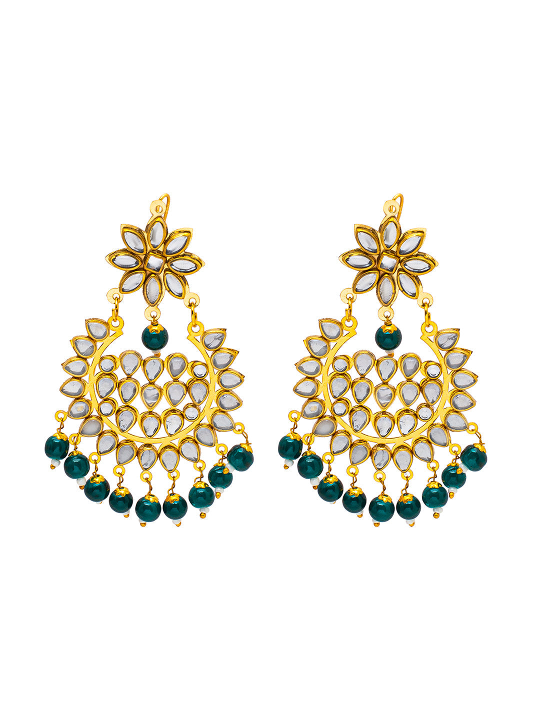 Shining Jewel Gold Plated Fashion Designer Traditional Kundan Chandbali Earring and Maang Tikka Combo Set for Women (SJ_1999_G)