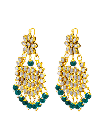 Shining Jewel Gold Plated Fashion Designer Traditional Kundan Chandbali Earring and Maang Tikka Combo Set for Women (SJ_1999_G)