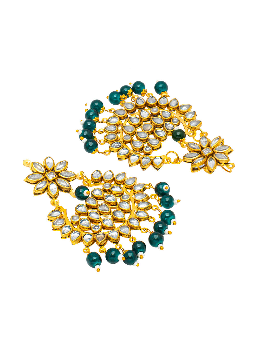 Shining Jewel Gold Plated Fashion Designer Traditional Kundan Chandbali Earring and Maang Tikka Combo Set for Women (SJ_1999_G)