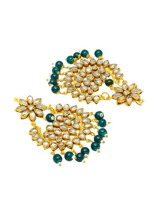 Shining Jewel Gold Plated Fashion Designer Traditional Kundan Chandbali Earring and Maang Tikka Combo Set for Women (SJ_1999_G)