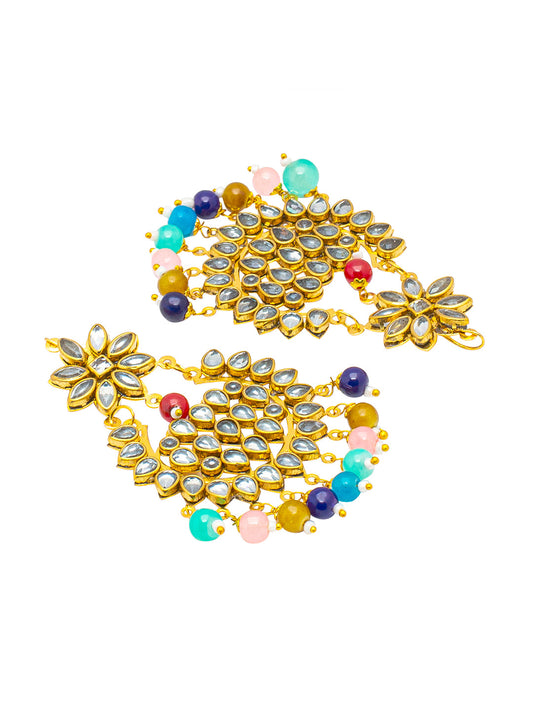 Shining Jewel Gold Plated Fashion Designer Traditional Kundan Chandbali Earring and Maang Tikka Combo Set for Women (SJ_1999_MT)