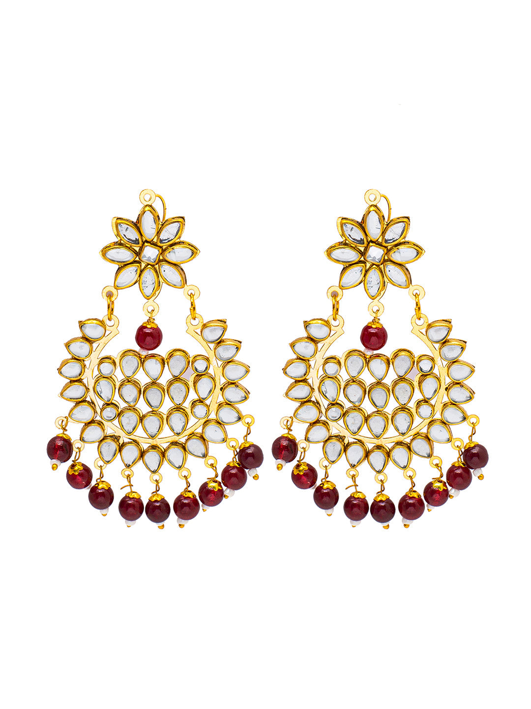 Shining Jewel Gold Plated Fashion Designer Traditional Kundan Chandbali Earring and Maang Tikka Combo Set for Women (SJ_1999_M)