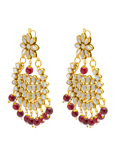 Shining Jewel Gold Plated Fashion Designer Traditional Kundan Chandbali Earring and Maang Tikka Combo Set for Women (SJ_1999_M)