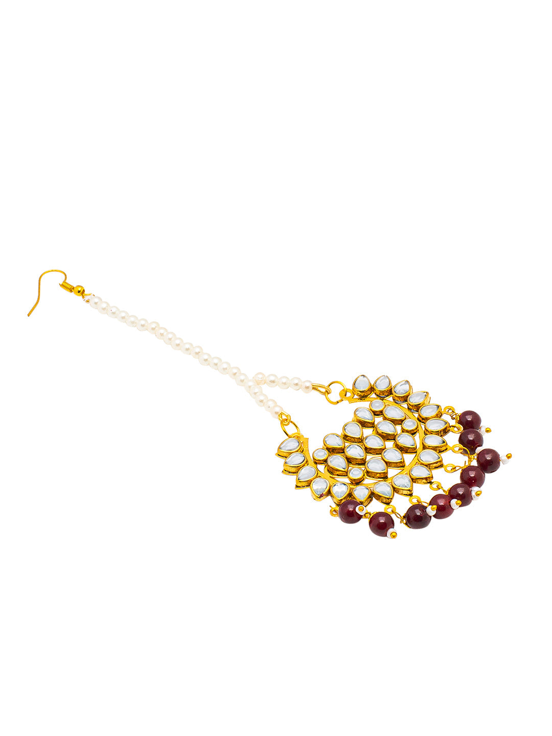 Shining Jewel Gold Plated Fashion Designer Traditional Kundan Chandbali Earring and Maang Tikka Combo Set for Women (SJ_1999_M)
