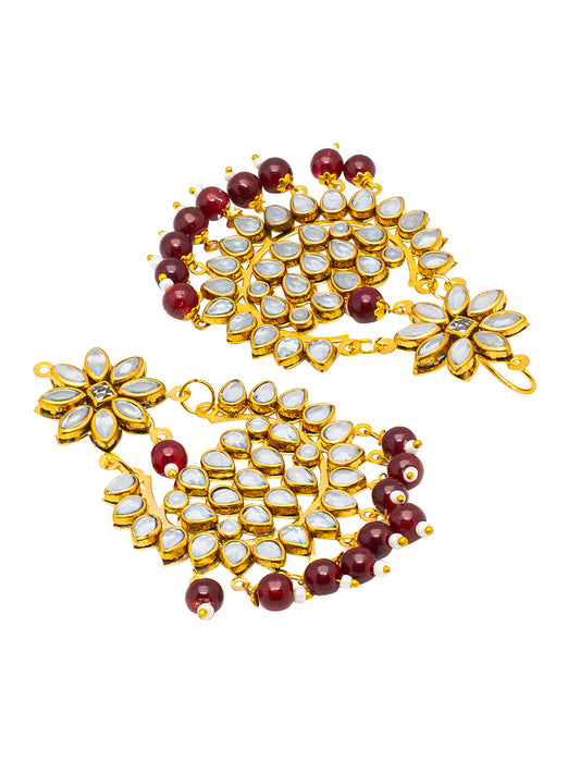 Shining Jewel Gold Plated Fashion Designer Traditional Kundan Chandbali Earring and Maang Tikka Combo Set for Women (SJ_1999_M)