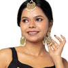 Shining Jewel Gold Plated Fashion Designer Traditional Kundan Chandbali Earring and Maang Tikka Combo Set for Women (SJ_1999_W)