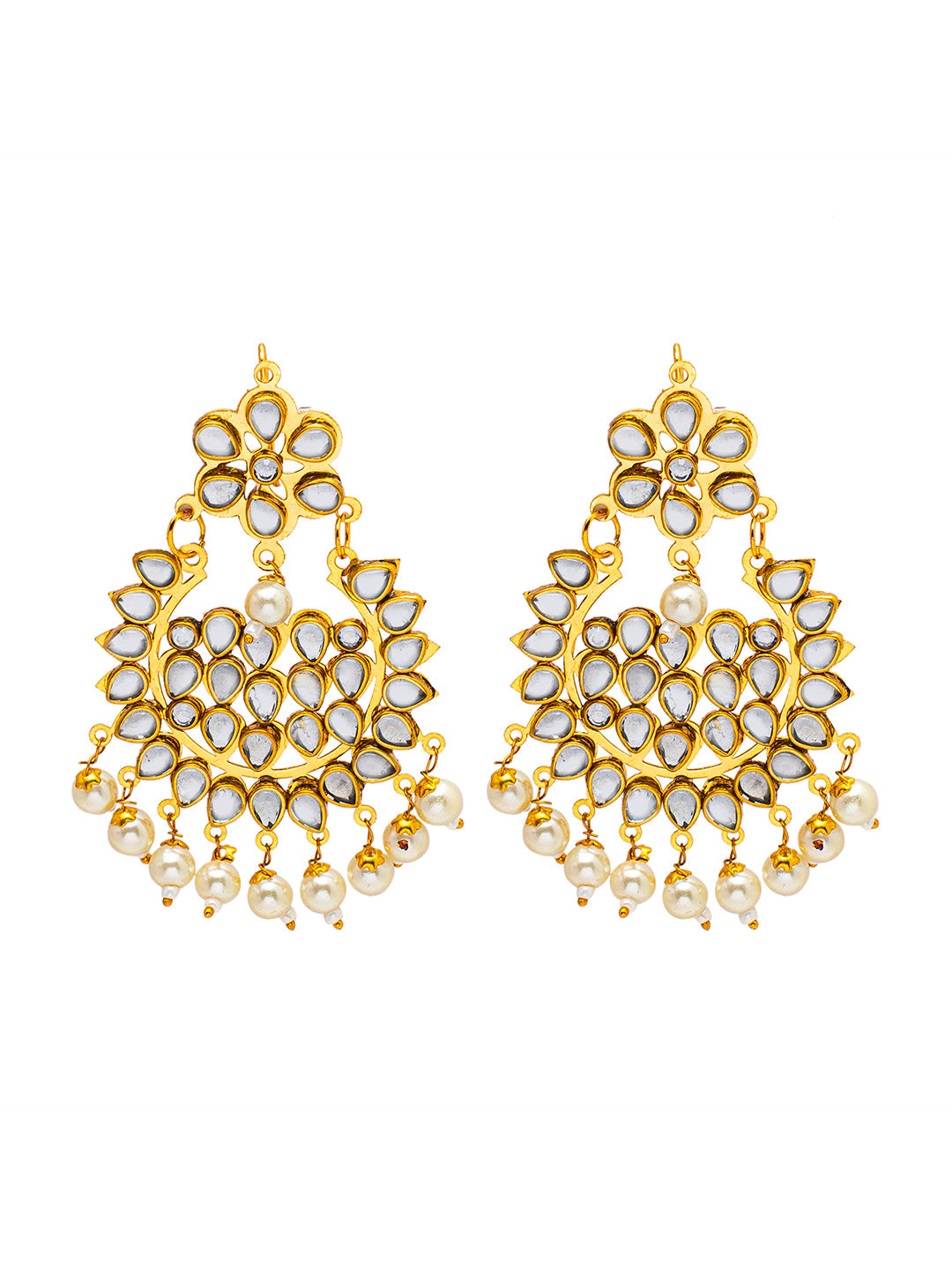 Shining Jewel Gold Plated Fashion Designer Traditional Kundan Chandbali Earring and Maang Tikka Combo Set for Women (SJ_1999_W)