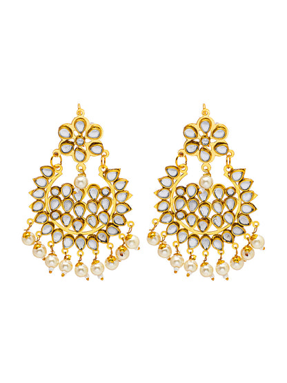 Shining Jewel Gold Plated Fashion Designer Traditional Kundan Chandbali Earring and Maang Tikka Combo Set for Women (SJ_1999_W)