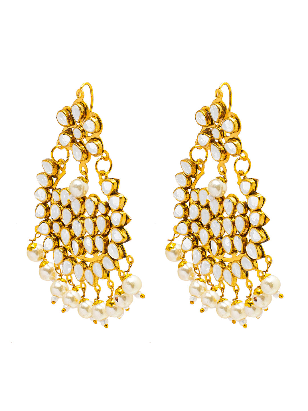 Shining Jewel Gold Plated Fashion Designer Traditional Kundan Chandbali Earring and Maang Tikka Combo Set for Women (SJ_1999_W)