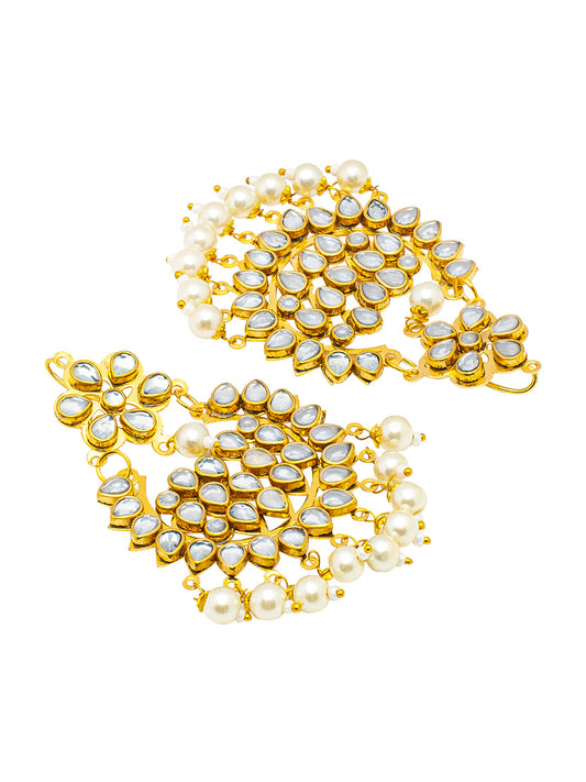 Shining Jewel Gold Plated Fashion Designer Traditional Kundan Chandbali Earring and Maang Tikka Combo Set for Women (SJ_1999_W)