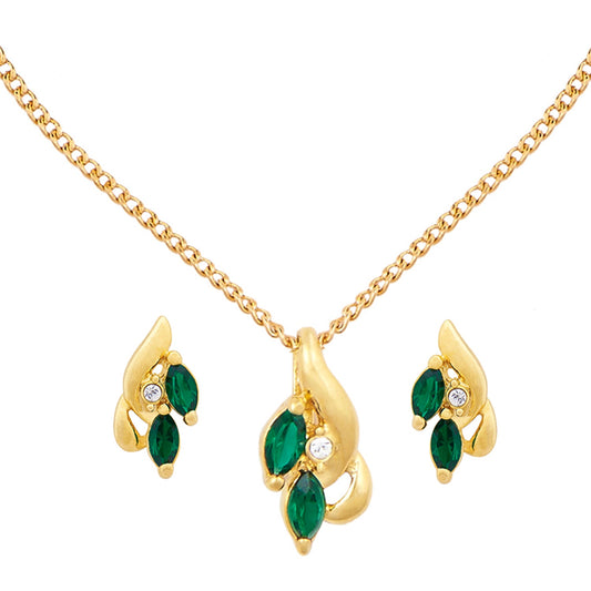 Emerald Gold Plating Leaf Necklace (SJ_2007)