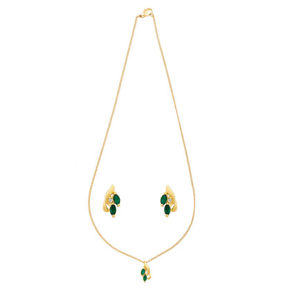 Emerald Gold Plating Leaf Necklace (SJ_2007)