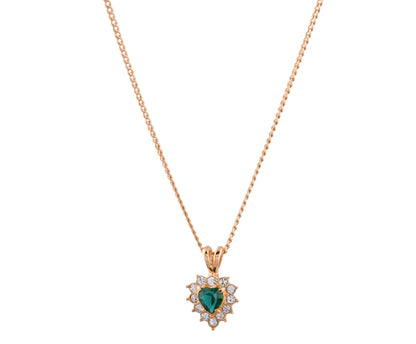 Emerald Heart Shaped Zirconia Gold Plating Necklace Set With Finger Ring (SJ_2026)