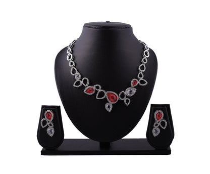 Royal Siam Zironia Rhodium Necklace Set (SJ_2042)