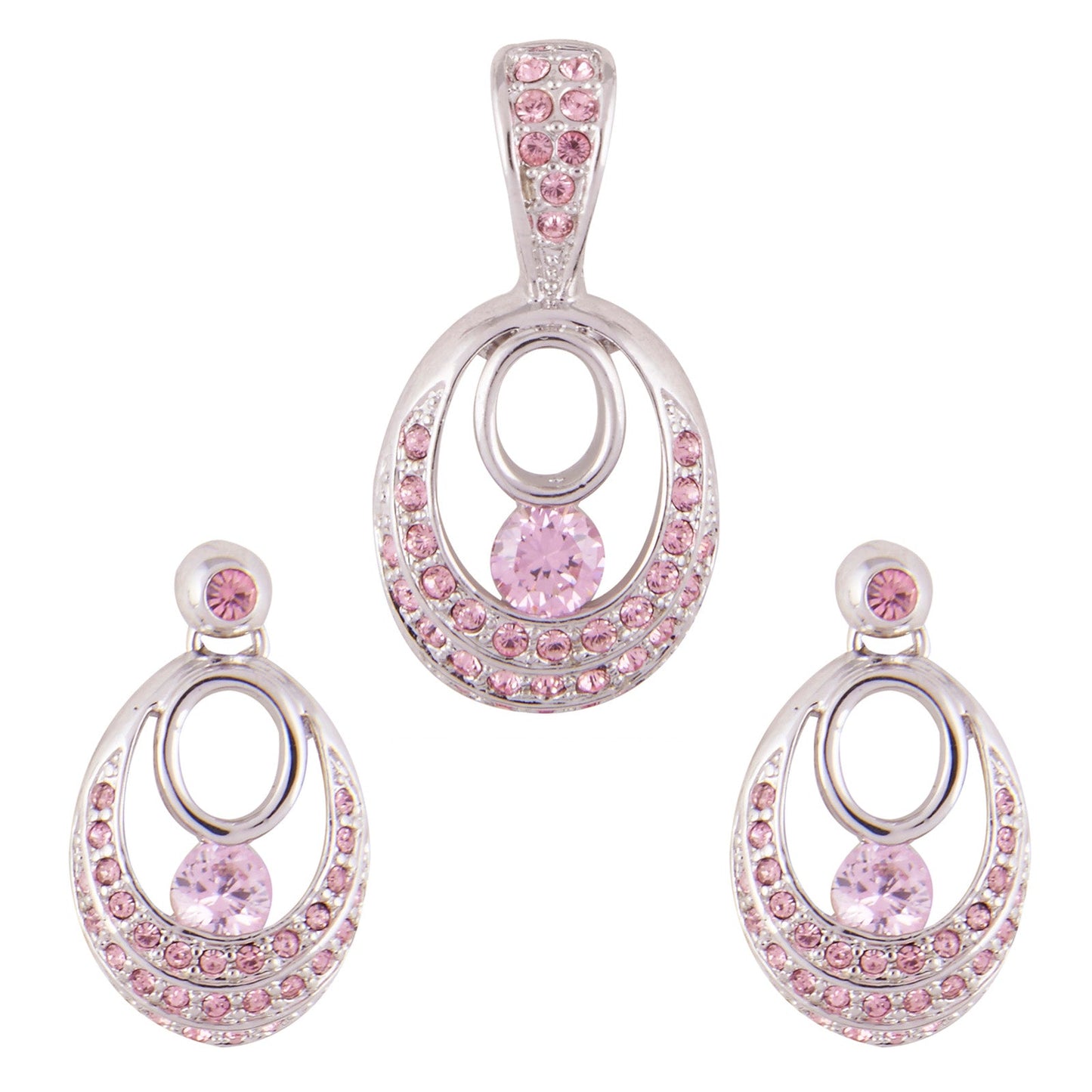 Pink Alloy Pendant Set Without Chain (SJ_2064)