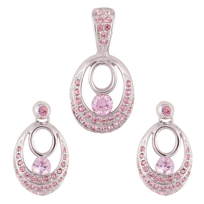 Pink Alloy Pendant Set Without Chain (SJ_2064)