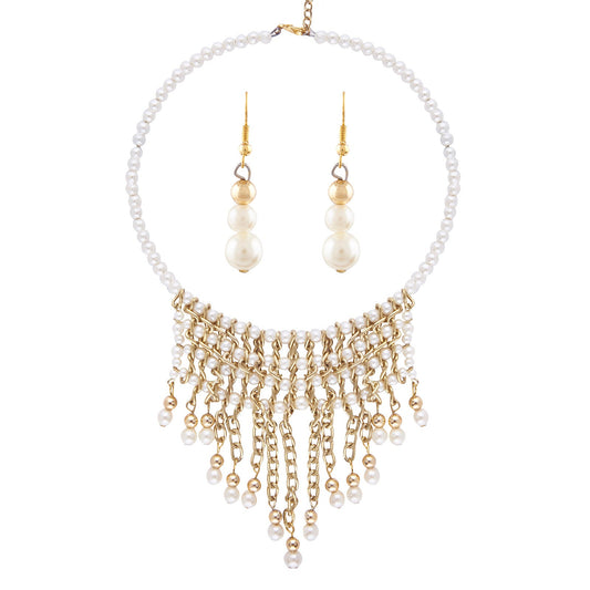 Goldenen Alloy Contemporary Necklace Set (SJ_2068)