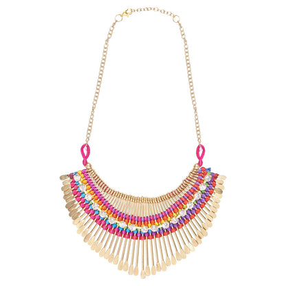 Goldenen Alloy Contemporary Necklace Set (SJ_2069)