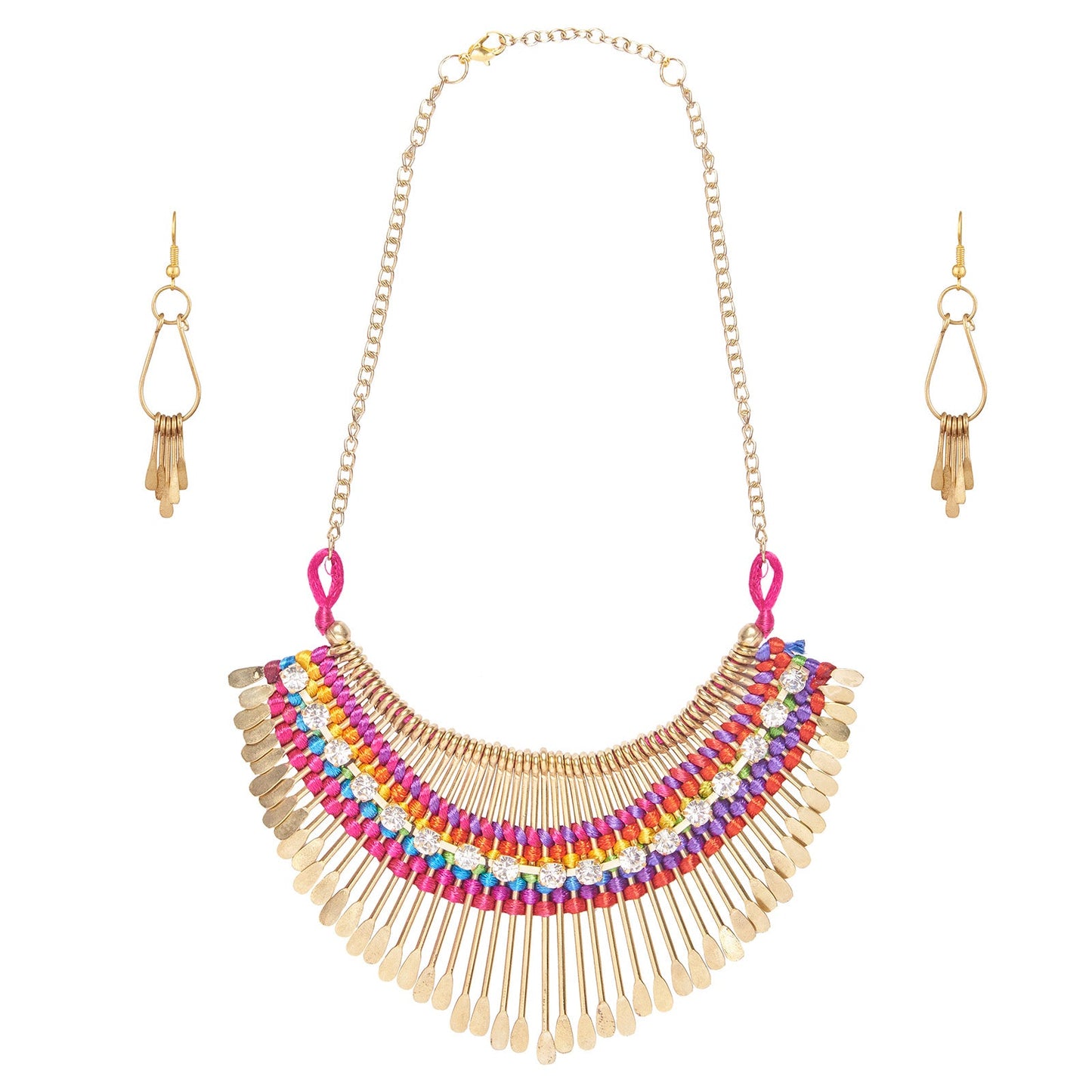 Goldenen Alloy Contemporary Necklace Set (SJ_2069)