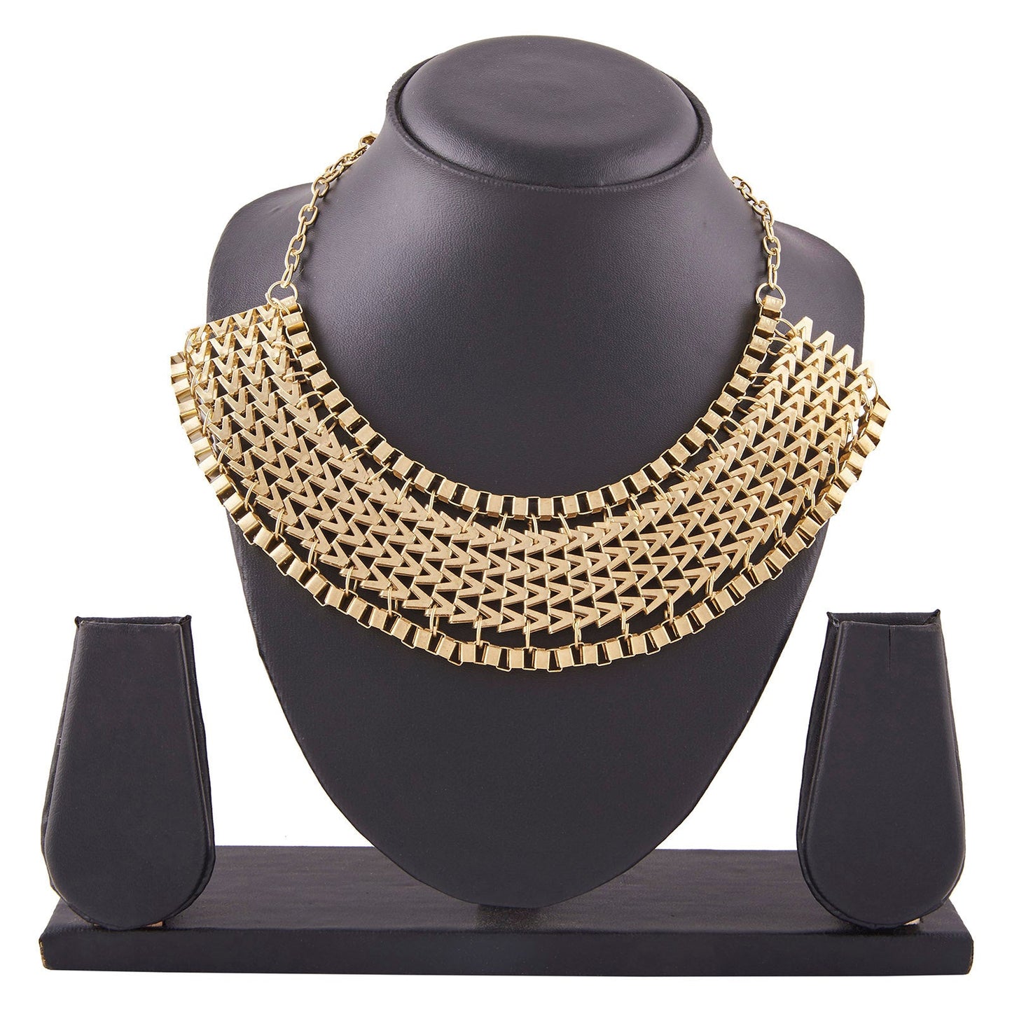 Goldenen Alloy Contemporary Nceklace Set (SJ_2072)