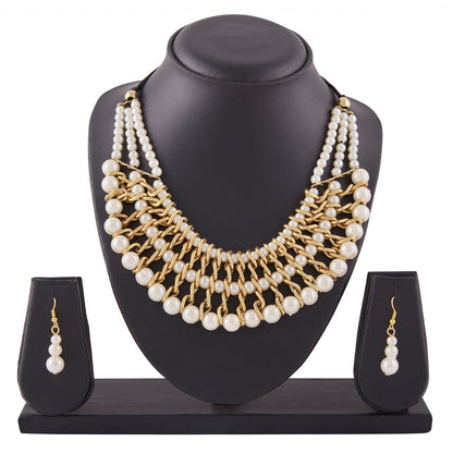 Goldenen Alloy Contemporary Nceklace Set (SJ_2073)