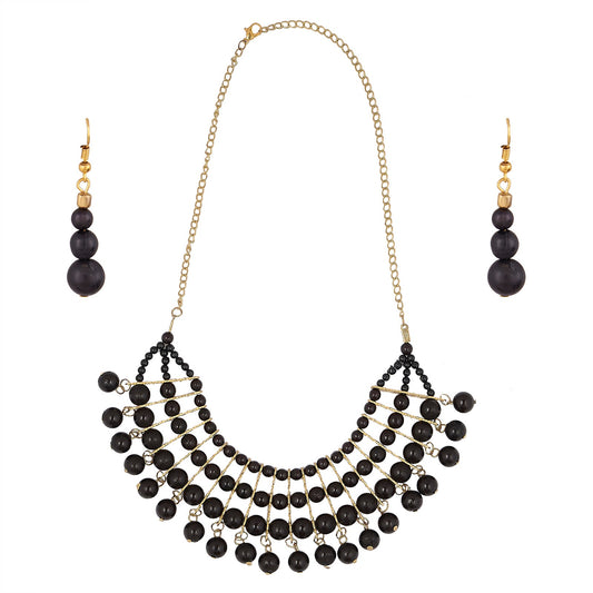 Goldenen Alloy Contemporary Nceklace Set (SJ_2076)