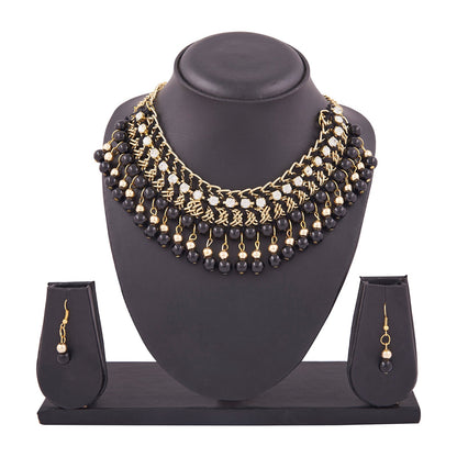 Goldenen Alloy Contemporary Nceklace Set (SJ_2078)