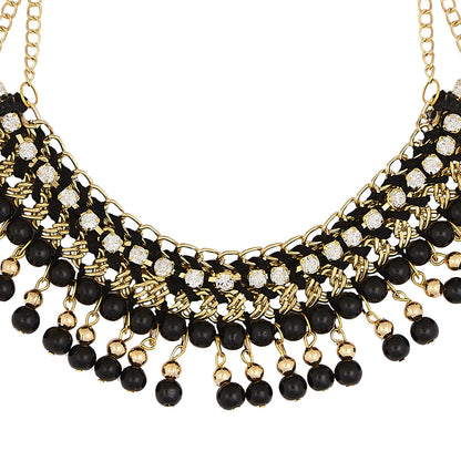 Goldenen Alloy Contemporary Nceklace Set (SJ_2078)