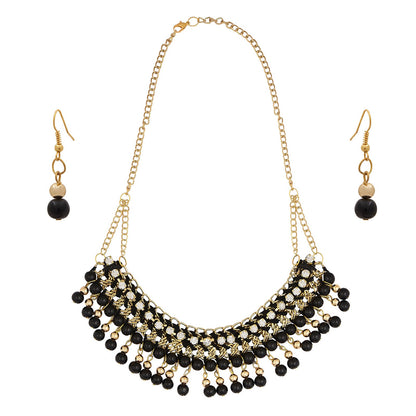 Goldenen Alloy Contemporary Nceklace Set (SJ_2078)