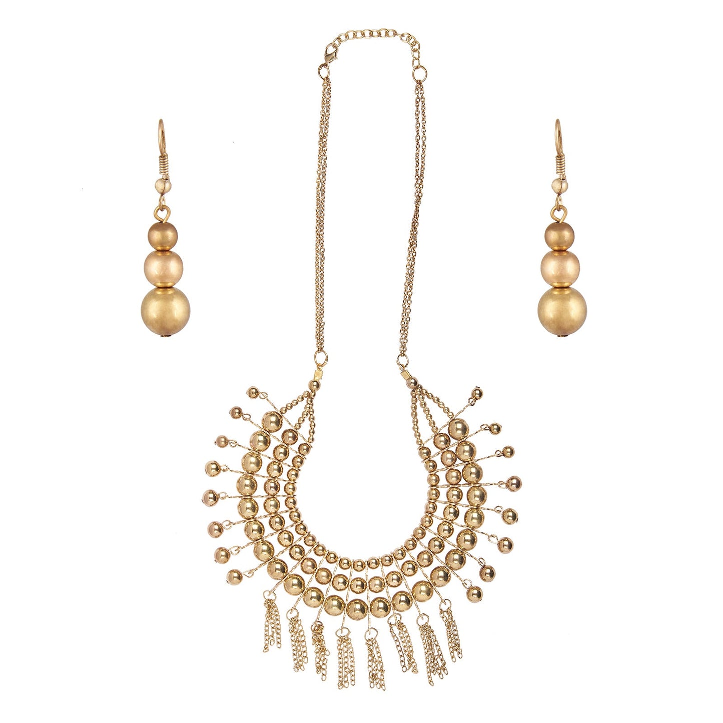 Goldenen Alloy Contemporary Nceklace Set (SJ_2079)