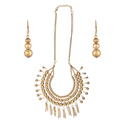 Goldenen Alloy Contemporary Nceklace Set (SJ_2079)