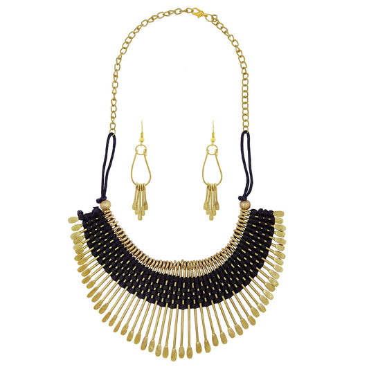 Goldenen Alloy Contemporary Nceklace Set (SJ_2084)