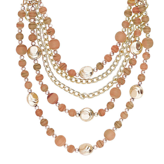 Gold Beads Stylish Necklace (SJ_2090)