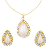 24k Gold Plating Pearl Drop Crystal Stylish Necklace Set With Earring (SJ_2093)