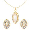 24k Gold Plating Pearl Marquise Crystal Stylish Necklace Set With Matching Earring (SJ_2095)