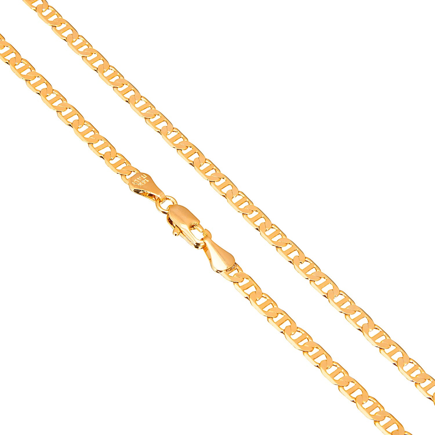 14K 24 inches Flat Gold Plated Imported Quality Mariner Link Chain for Men & Women (SJ_2124) - Shining Jewel