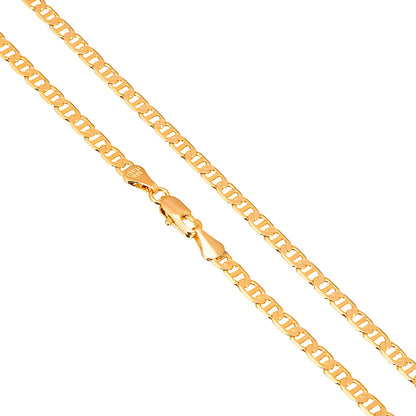 14K 24 inches Flat Gold Plated Imported Quality Mariner Link Chain for Men & Women (SJ_2124) - Shining Jewel