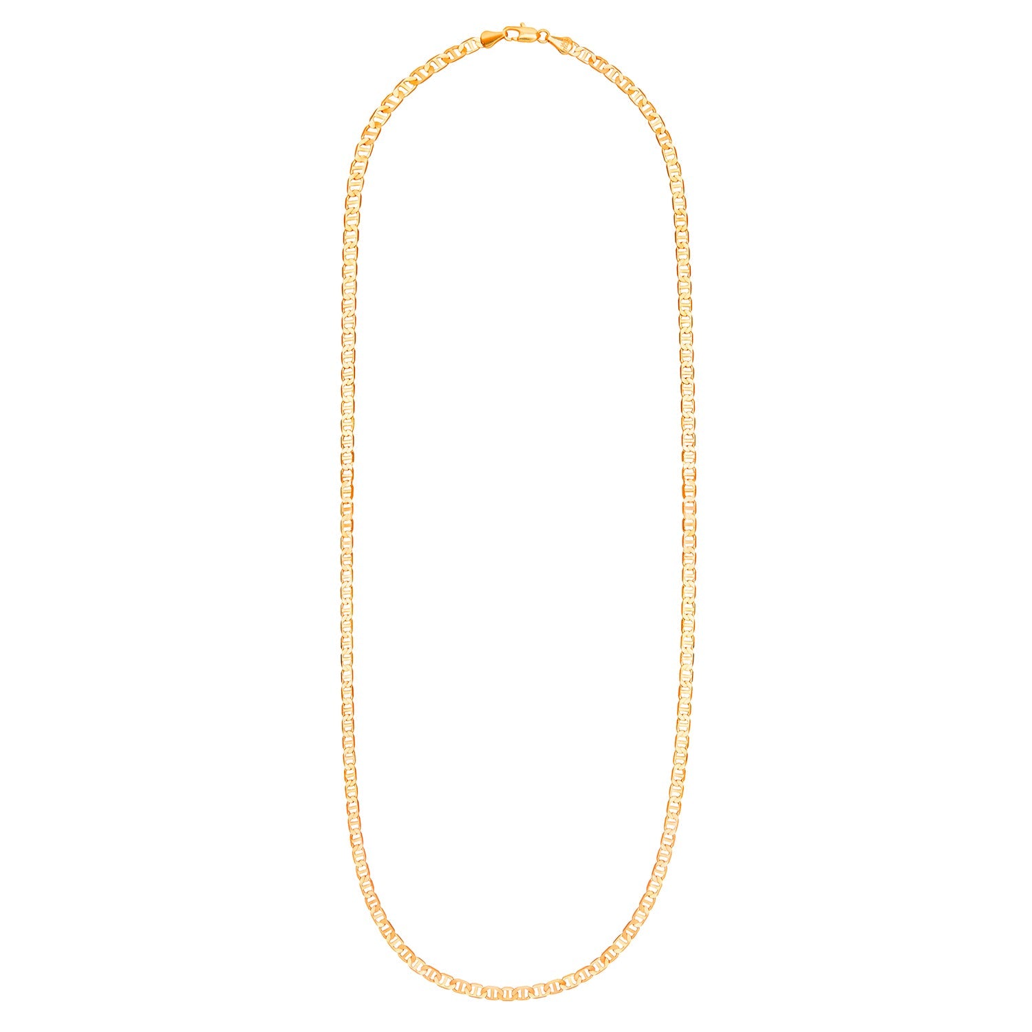 14K 24 inches Flat Gold Plated Imported Quality Mariner Link Chain for Men & Women (SJ_2124) - Shining Jewel