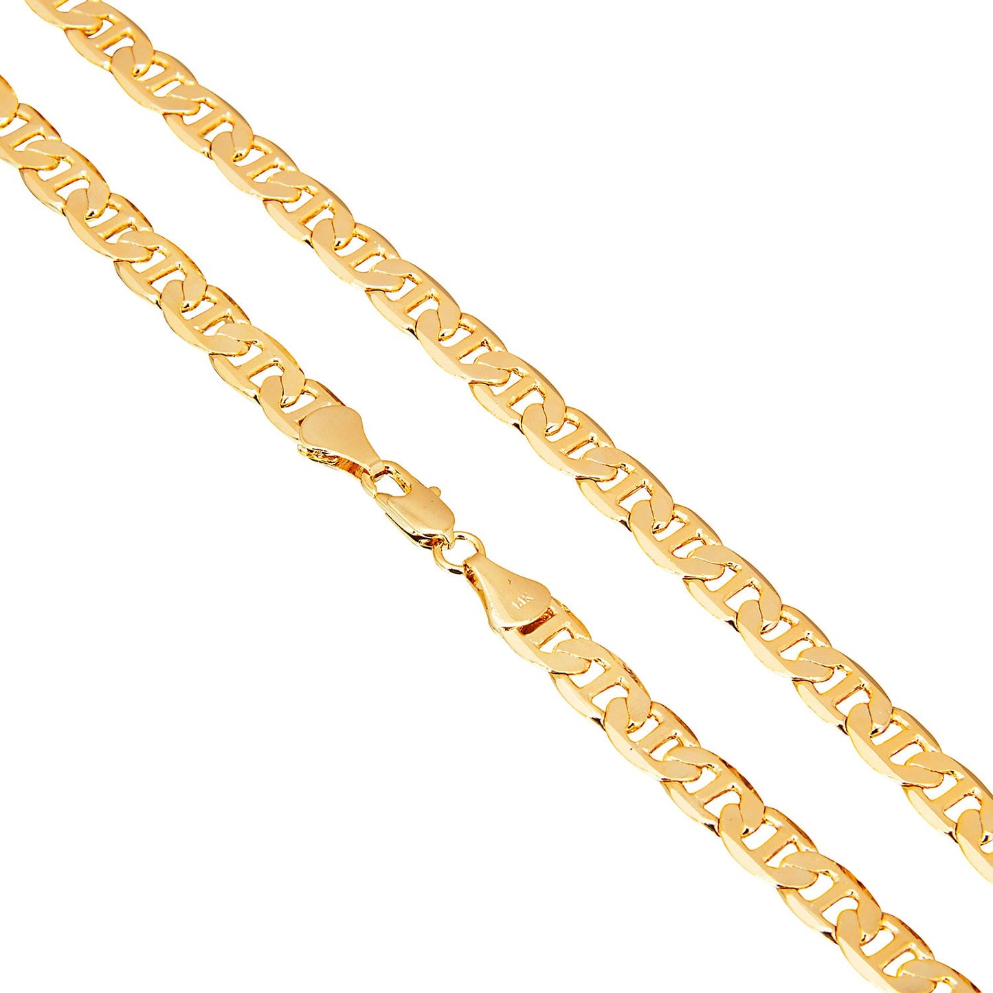 14K 24 inches Flat & Thick Gold Plated Imported Quality Mariner Link Chain for Men & Women (SJ_2125) - Shining Jewel