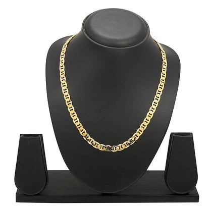 14K 24 inches Flat & Thick Gold Plated Imported Quality Mariner Link Chain for Men & Women (SJ_2125) - Shining Jewel