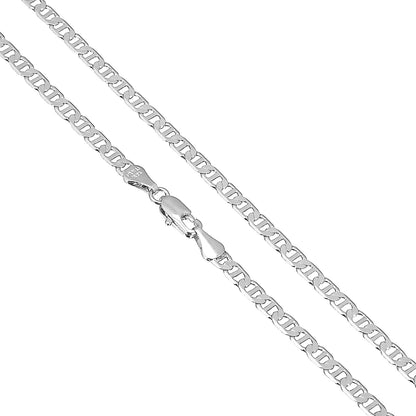 925 24 inches Flat Silver Plated Imported Quality Mariner Link Chain for Men & Women (SJ_2128) - Shining Jewel