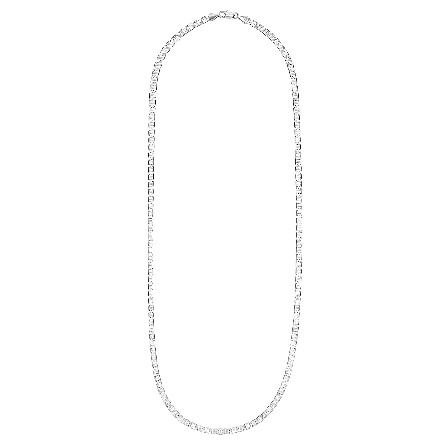 925 24 inches Flat Silver Plated Imported Quality Mariner Link Chain for Men & Women (SJ_2128) - Shining Jewel