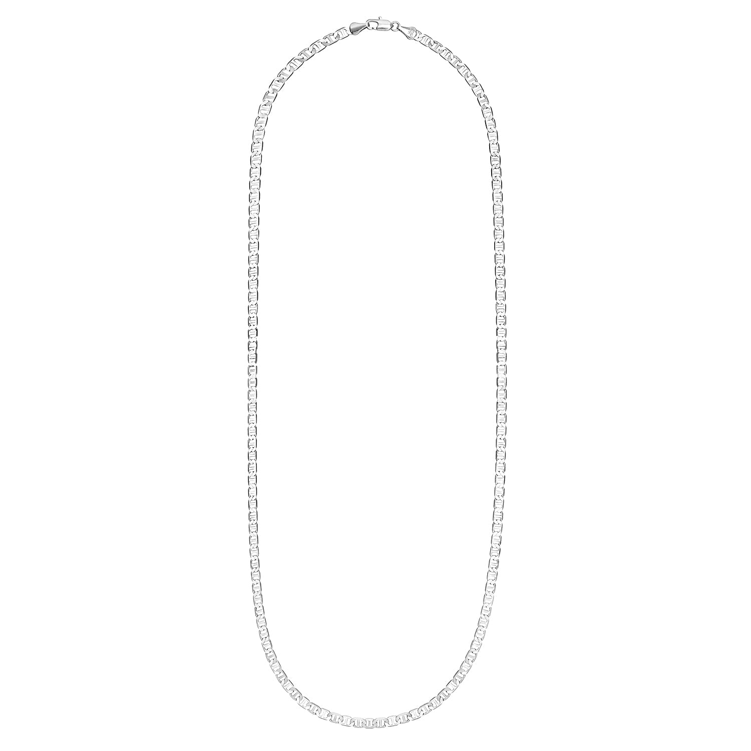 925 24 inches Flat Silver Plated Imported Quality Mariner Link Chain for Men & Women (SJ_2128) - Shining Jewel