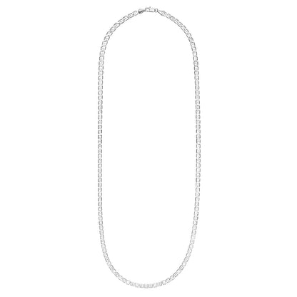 925 24 inches Flat Silver Plated Imported Quality Mariner Link Chain for Men & Women (SJ_2128) - Shining Jewel