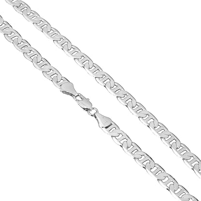 925 24 inches Flat & Thick Silver Plated Imported Quality Mariner Link Chain for Men & Women (SJ_2129) - Shining Jewel