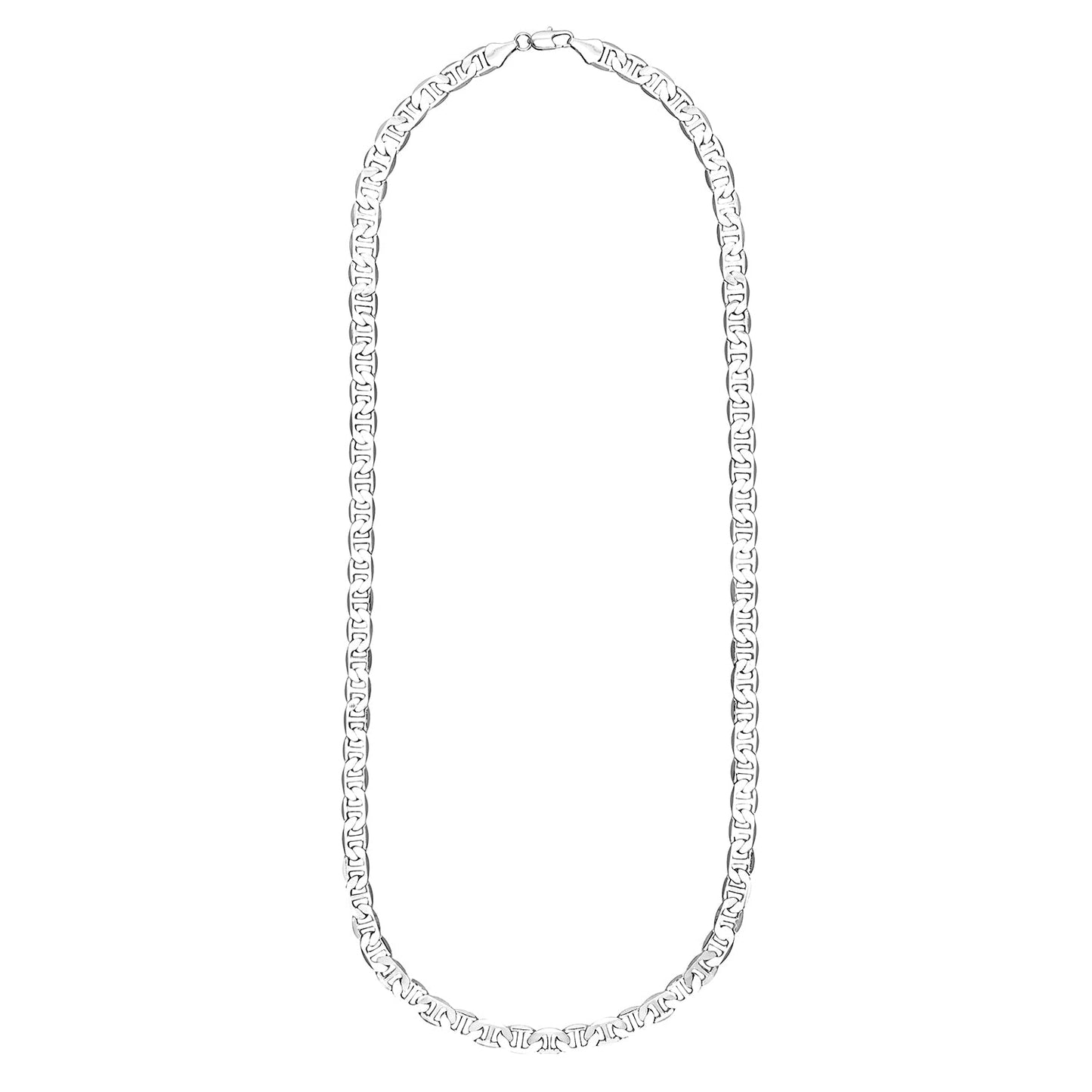 925 24 inches Flat & Thick Silver Plated Imported Quality Mariner Link Chain for Men & Women (SJ_2129) - Shining Jewel